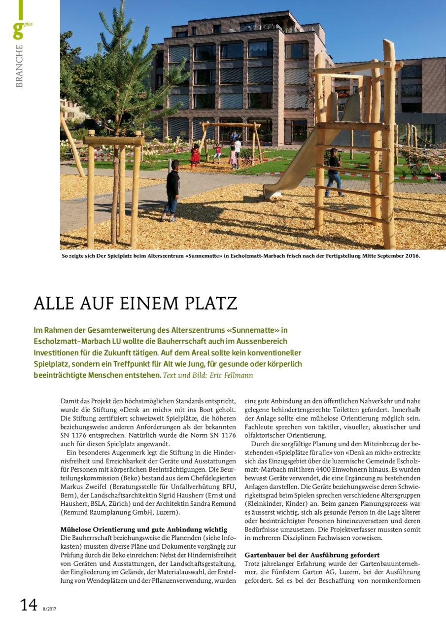 Spielplatzplanung-Spielplatz Sunnematte Escholzmatt-Denk an mich-bfu-Spielplatzplaner-Landschaftsarchitekt Luzern-Spielplatzplanung
